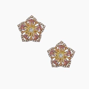 CZ Pink Flower Stud Earrings for Women